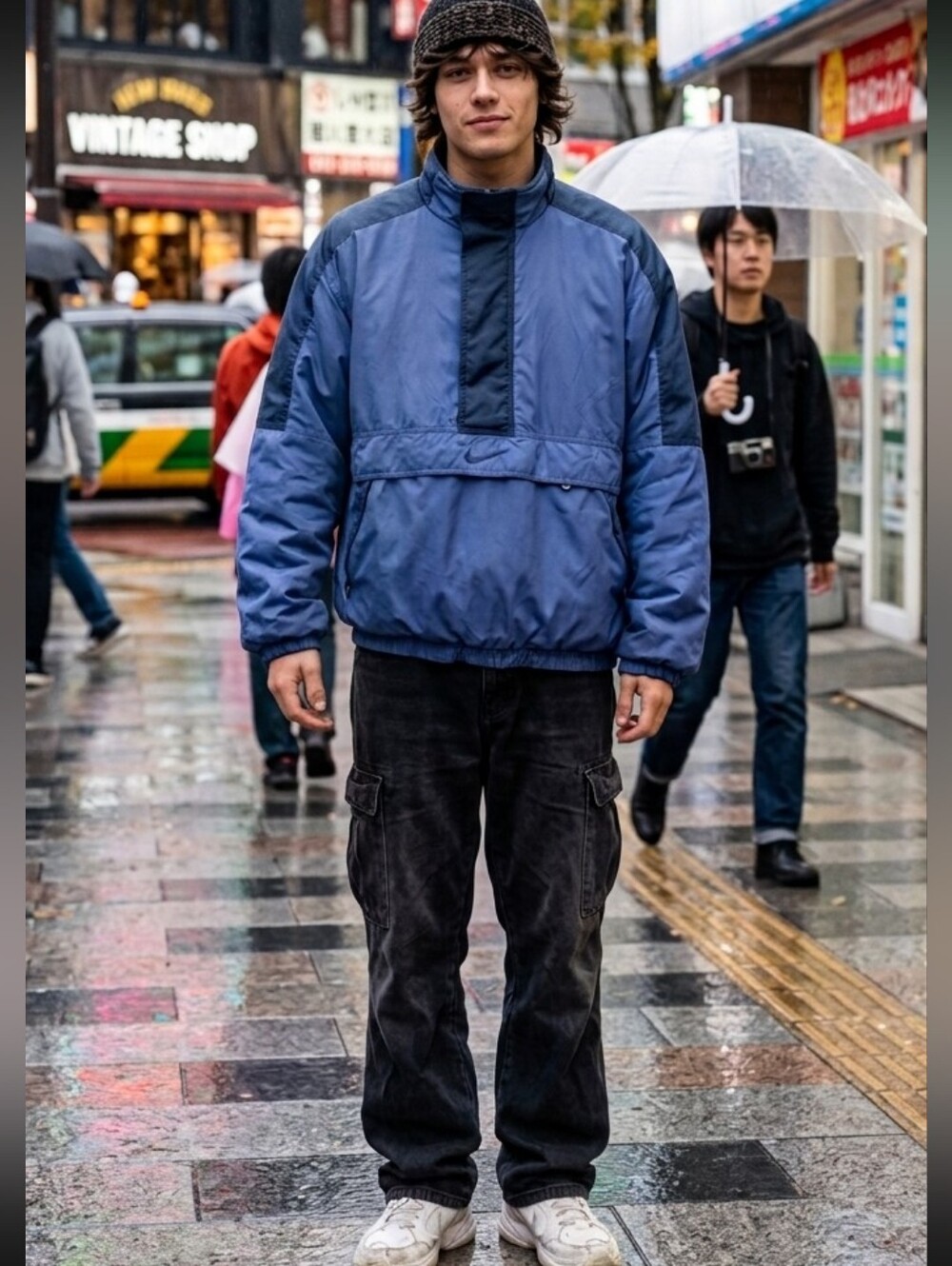 Nike Vintage 90's Pull-Over Coat Half Zip Kangaroo Pocket Oversized Medium